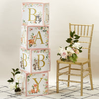 Thumbnail for Pink Woodland Baby Block Box (Set of 4)