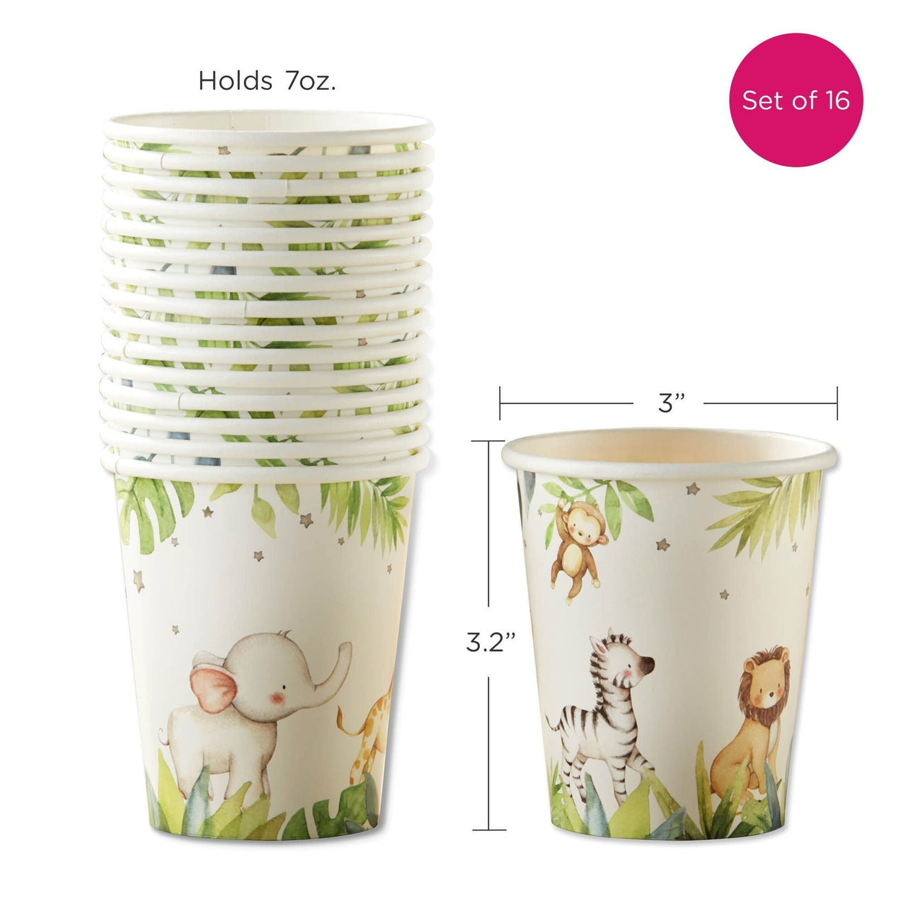 Safari Baby 7 oz. Paper Cups (Set of 16)