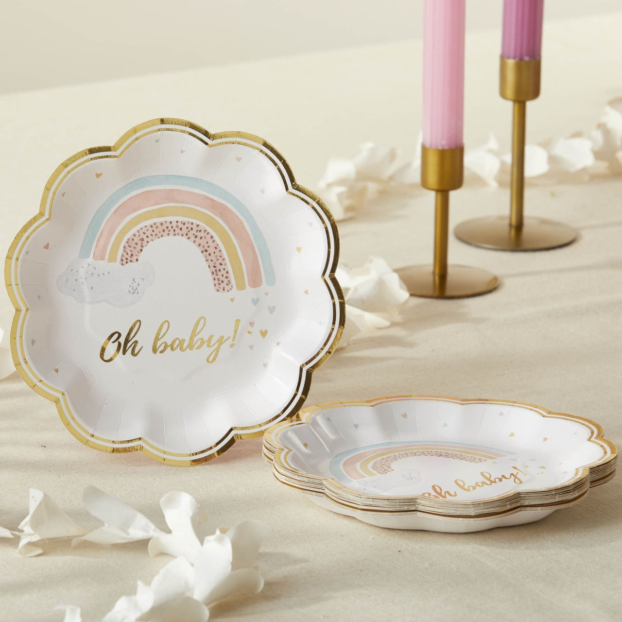 Boho Rainbow Baby 7 in. Premium Paper Plates (Set of 16)
