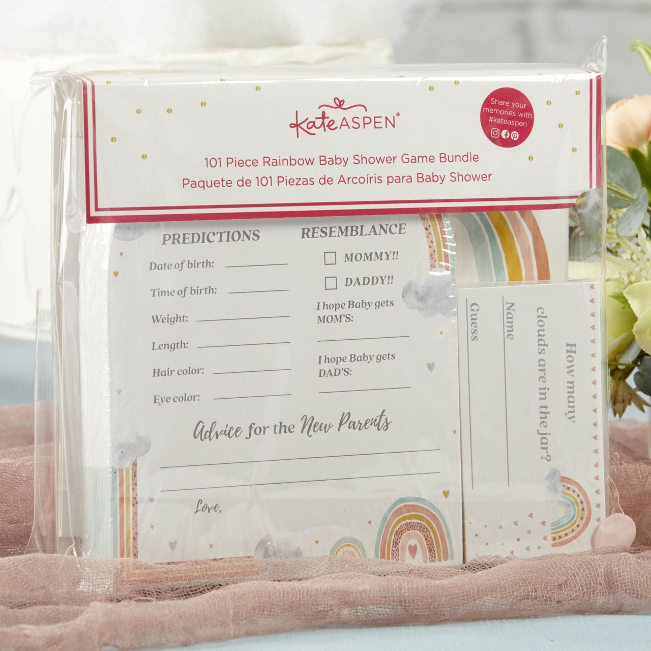 Boho Rainbow Baby Advice Card & Baby Shower Game (Set of 50)