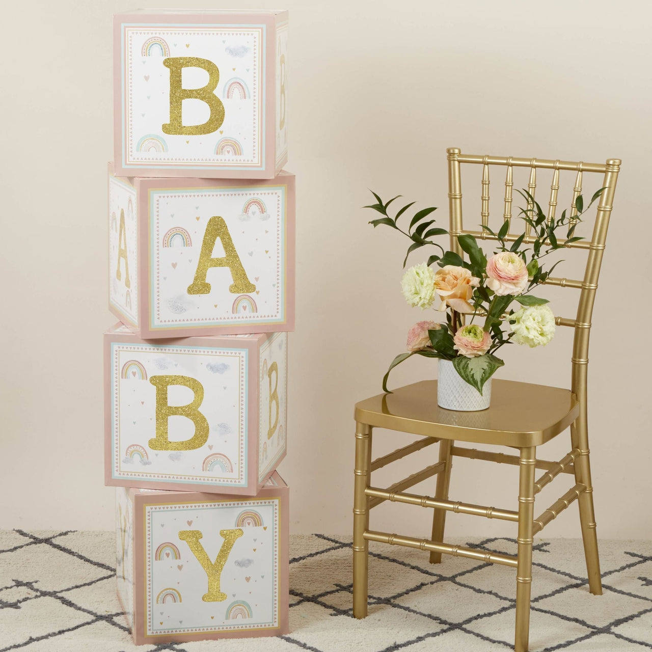 Boho Rainbow Baby Block Box (Set of 4)