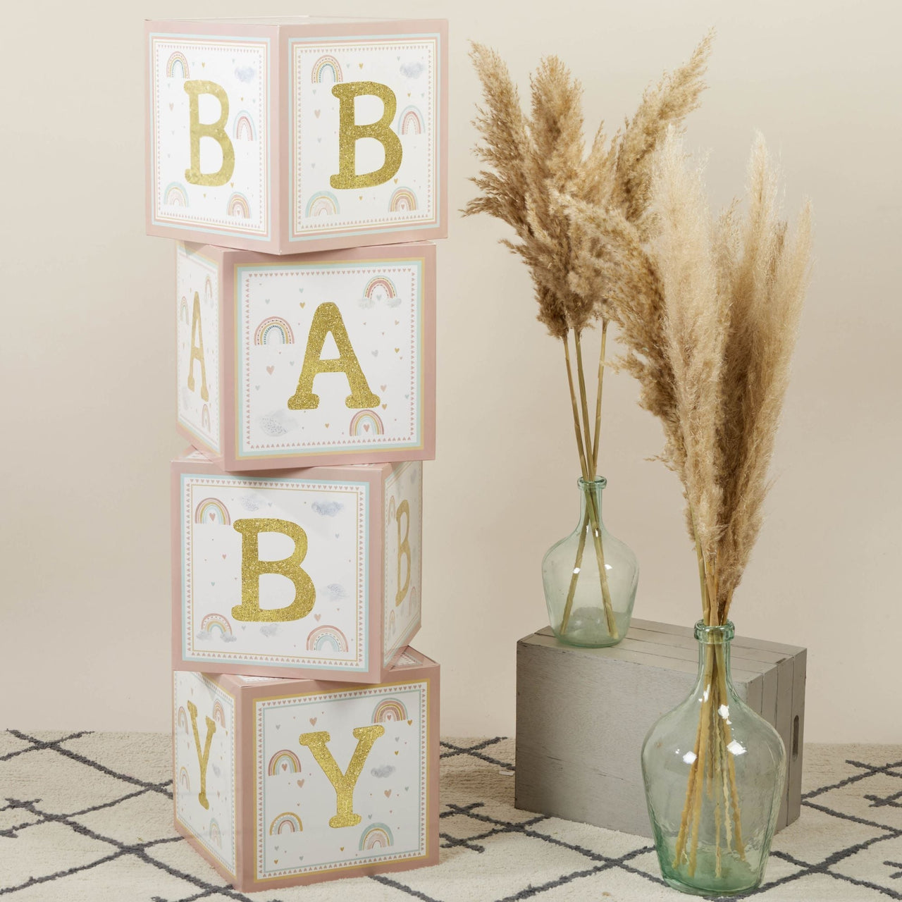 Boho Rainbow Baby Block Box (Set of 4)