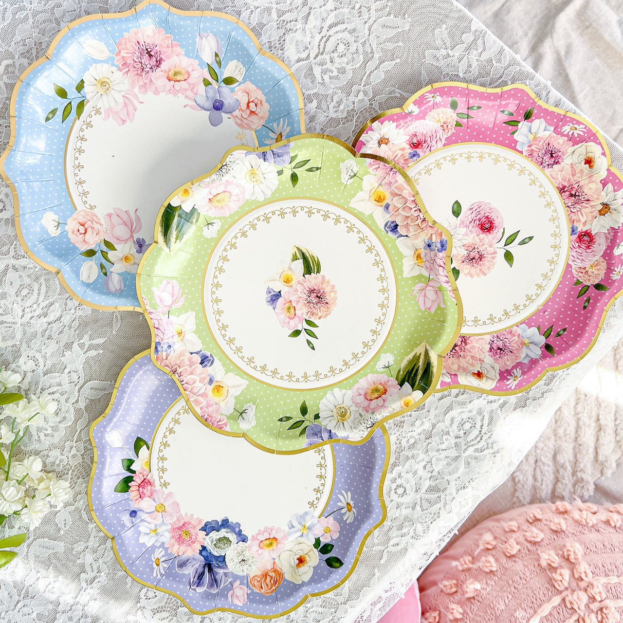 Tea Time Party 9" Premium Paper Plates - Assorted (Set of 16)
