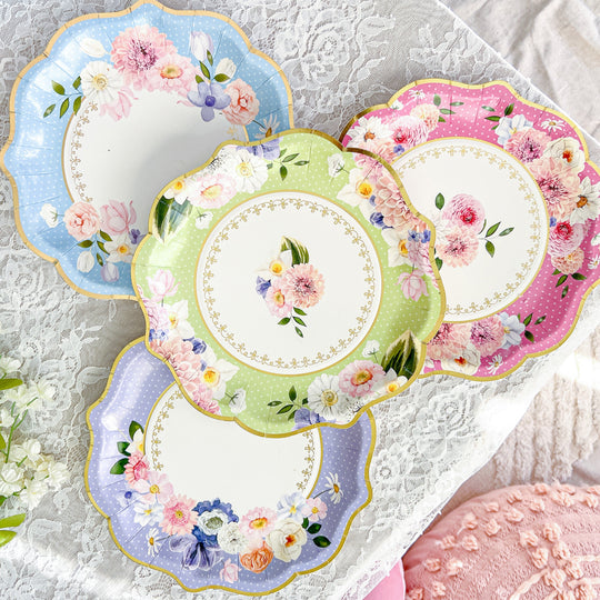 Tea Time Party 9" Premium Paper Plates - Assorted (Set of 16)