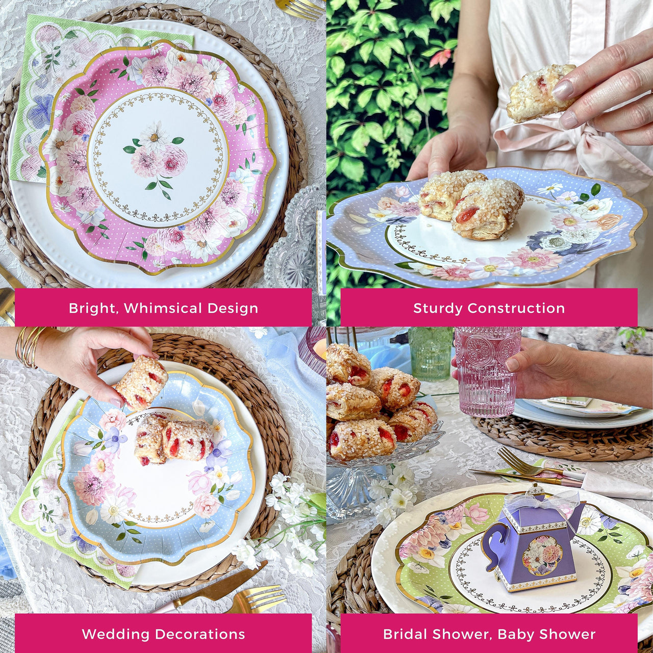 Tea Time Party 9" Premium Paper Plates - Assorted (Set of 16) Atlernate 5
