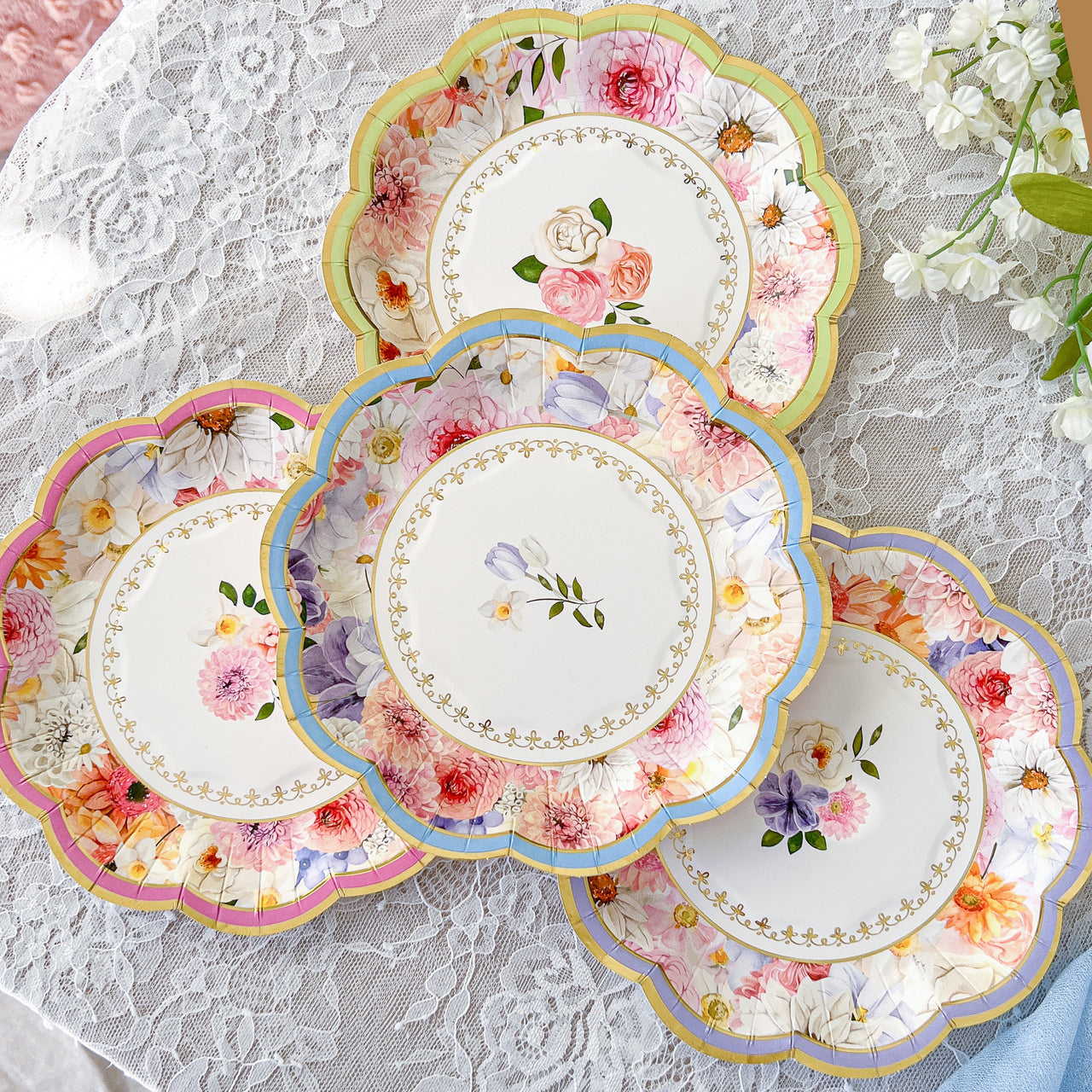Tea Time Party 7" Premium Paper Plates - Assorted (Set of 16)