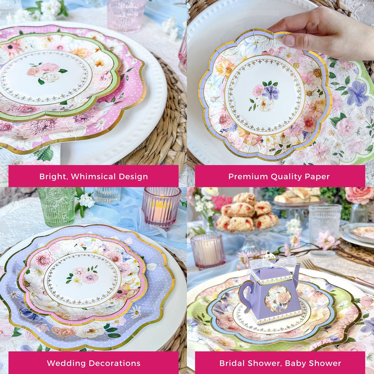 Tea Time Party 7" Premium Paper Plates - Assorted (Set of 16) Atlernate 5