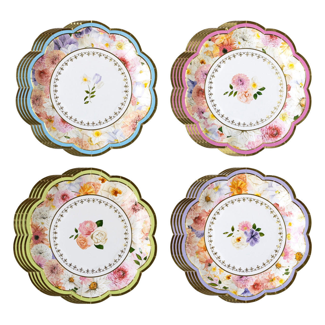 Tea Time Party 7" Premium Paper Plates - Assorted (Set of 16) Atlernate silo
