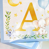 Thumbnail for Elephant Baby Shower Block Box - Blue (Set of 4)