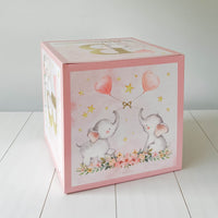 Thumbnail for Elephant Baby Shower Block Box - Pink (Set of 4)