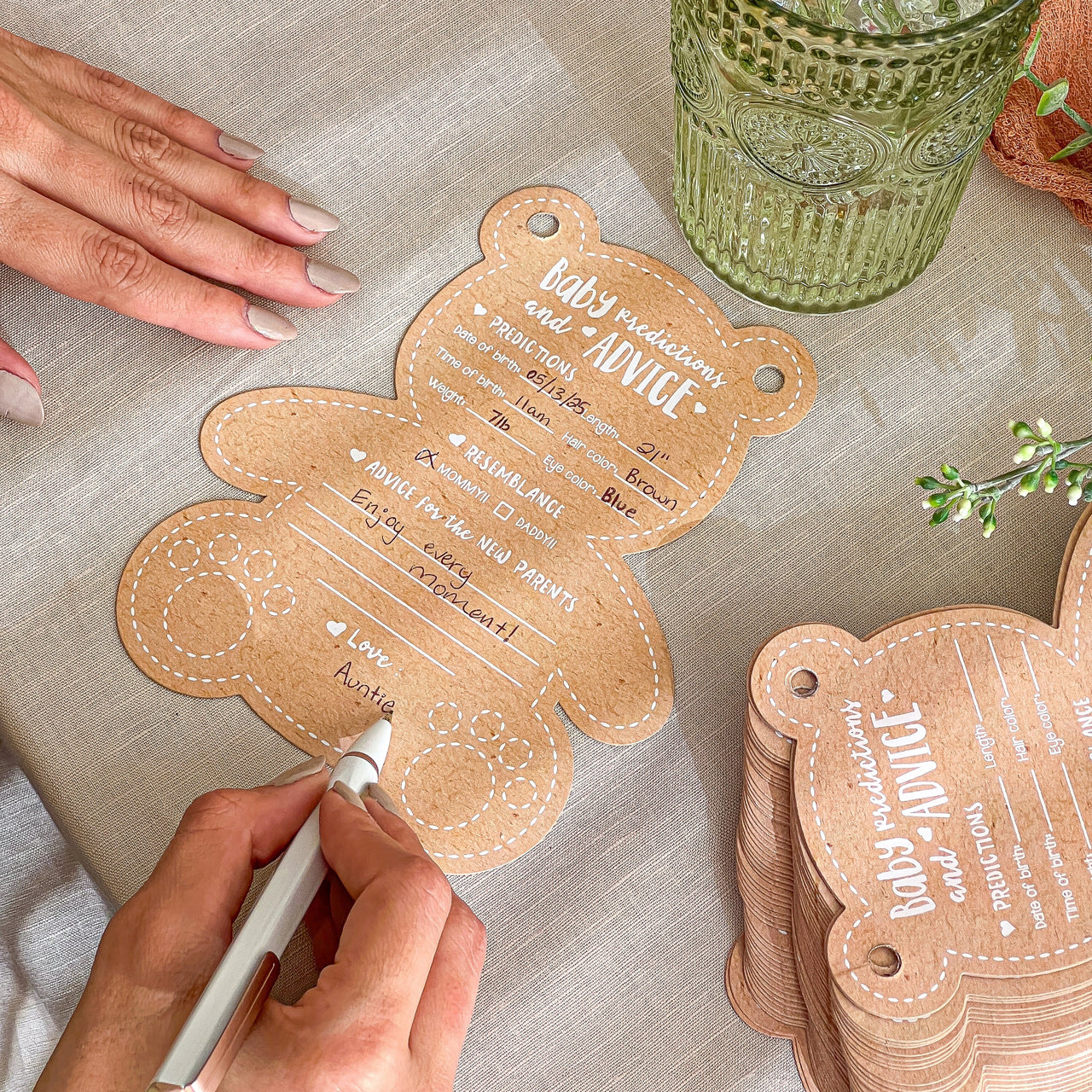 Baby Shower Prediction Advice Card Keepsake Book - Kraft Bear Shape (Set of 50) Atlernate 3
