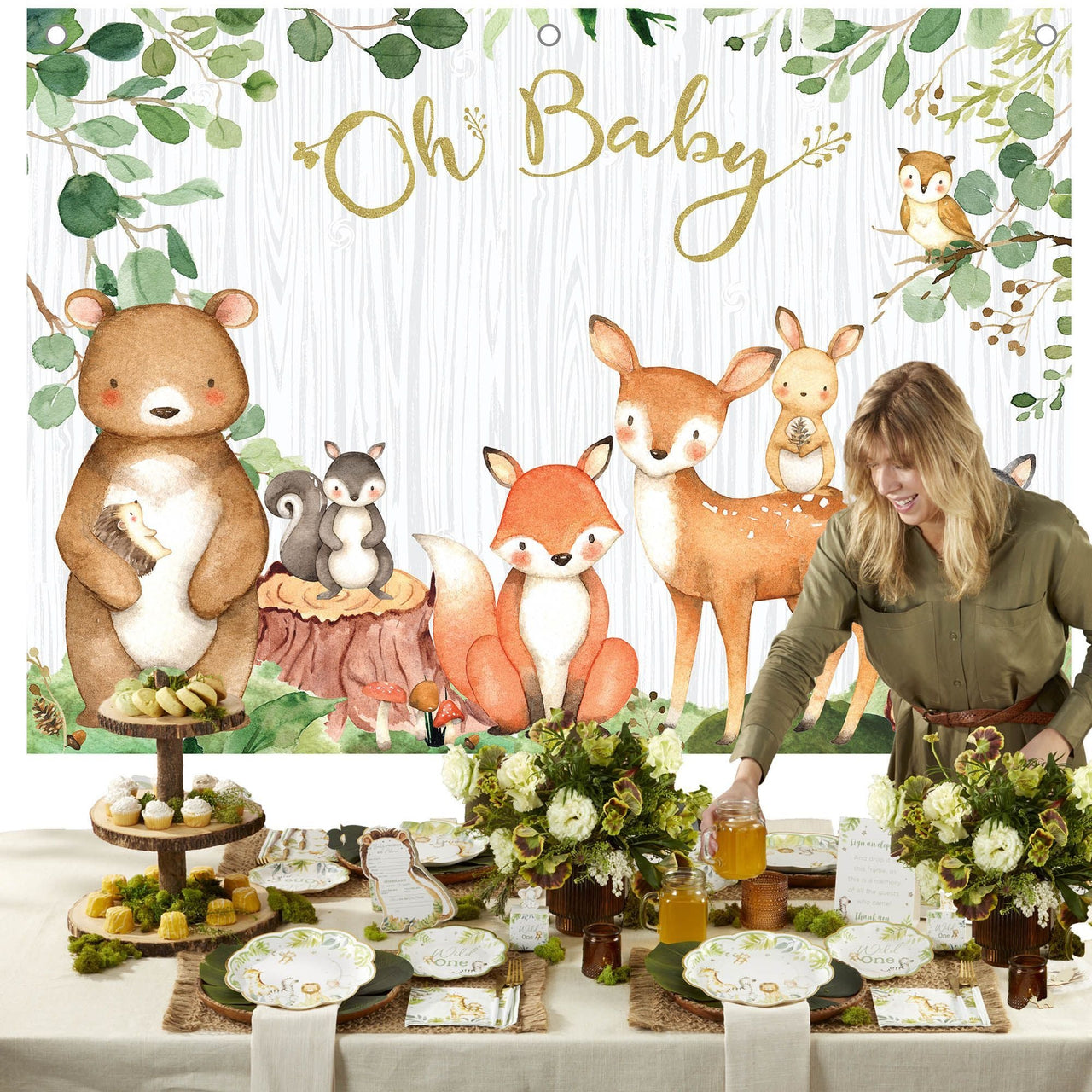 Woodland Baby Shower Photo Backdrop