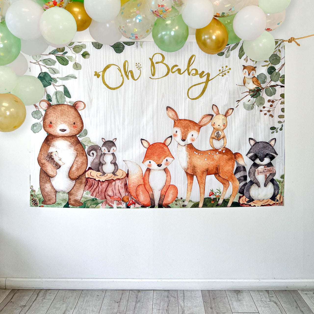 Woodland Baby Shower Photo Backdrop