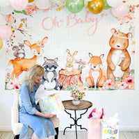 Thumbnail for Pink Woodland Baby Shower Photo Backdrop