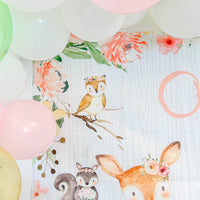 Thumbnail for Woodland Baby Shower Photo Backdrop - Pink
