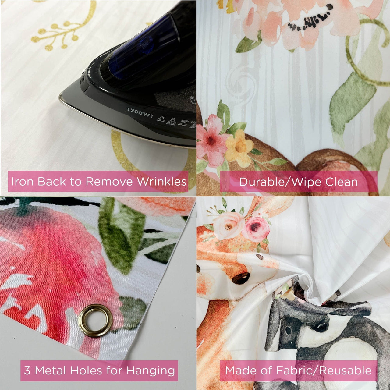 Woodland Baby Shower Photo Backdrop - Pink