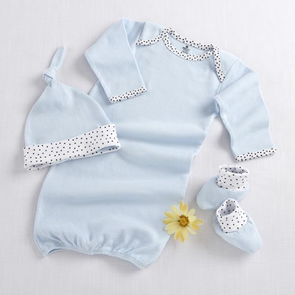 Welcome Home Baby! 3-Piece Layette Set in Keepsake Gift Box (Blue) (Personalization Available)