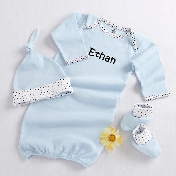Welcome Home Baby! 3-Piece Layette Set in Keepsake Gift Box (Blue) (Personalization Available)