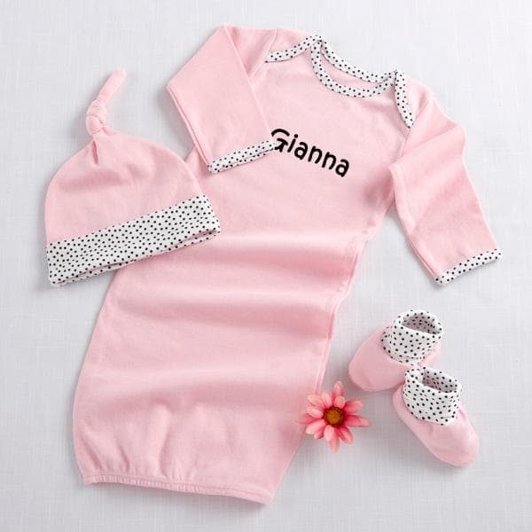 Welcome Home Baby! 3-Piece Layette Set in Keepsake Gift Box (Pink) (Personalization Available)