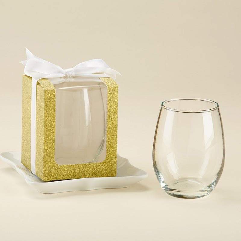 Gold 9 oz. Glassware Gift Box with Ribbon (Set of 12)