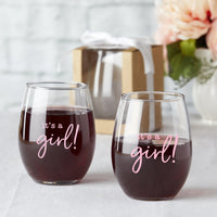Thumbnail for 9 oz. Stemless Wine Glass - It's a Girl! (Set of 12)