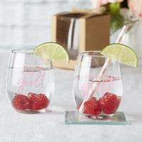Thumbnail for 9 oz. Stemless Wine Glass - It's a Girl! (Set of 12)