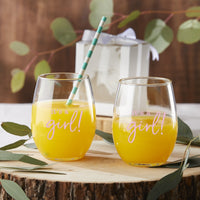 Thumbnail for 9 oz. Stemless Wine Glass - It's a Girl! (Set of 12)