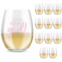 Thumbnail for 9 oz. Stemless Wine Glass - It's a Girl! (Set of 12)