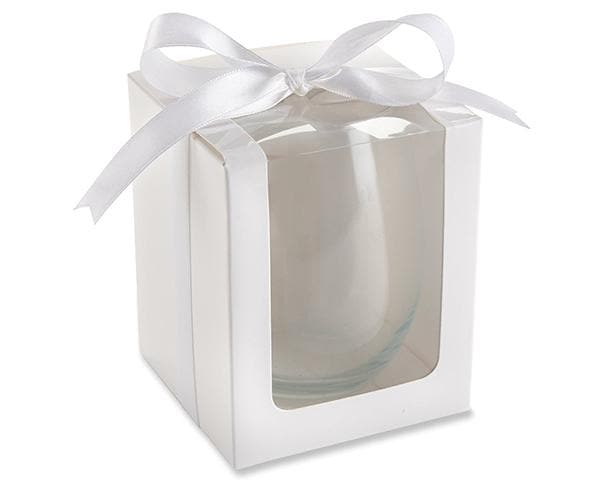 White 9 oz. Glassware Gift Box with Ribbon (Set of 12)