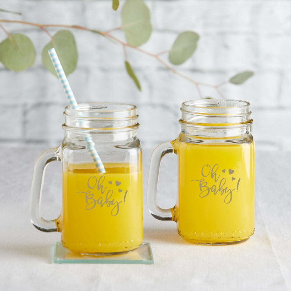 12 oz. Mason Jar Mug with Lid - Oh Baby (Set of 6)