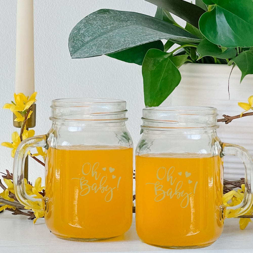 12 oz. Mason Jar Mug with Lid - Oh Baby (Set of 6)