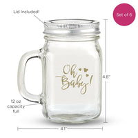 Thumbnail for 12 oz. Mason Jar Mug with Lid - Oh Baby (Set of 6)