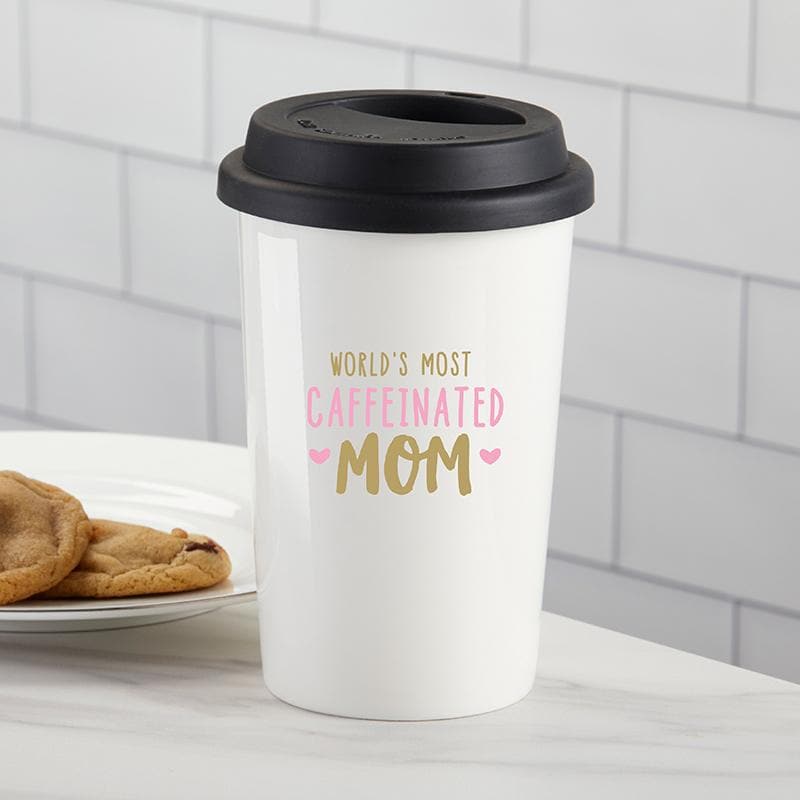 World's Most Caffeinated Mom 15 oz. Ceramic Travel Mug