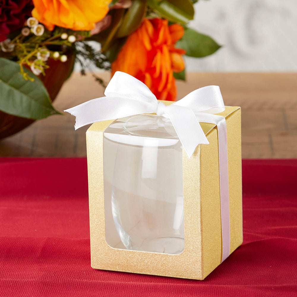 Gold 15 oz. Glassware Gift Box with Ribbon (Set of 20)