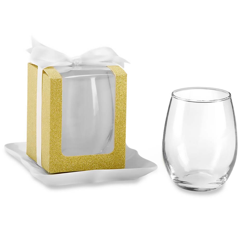 Gold 15 oz. Glassware Gift Box with Ribbon (Set of 20)