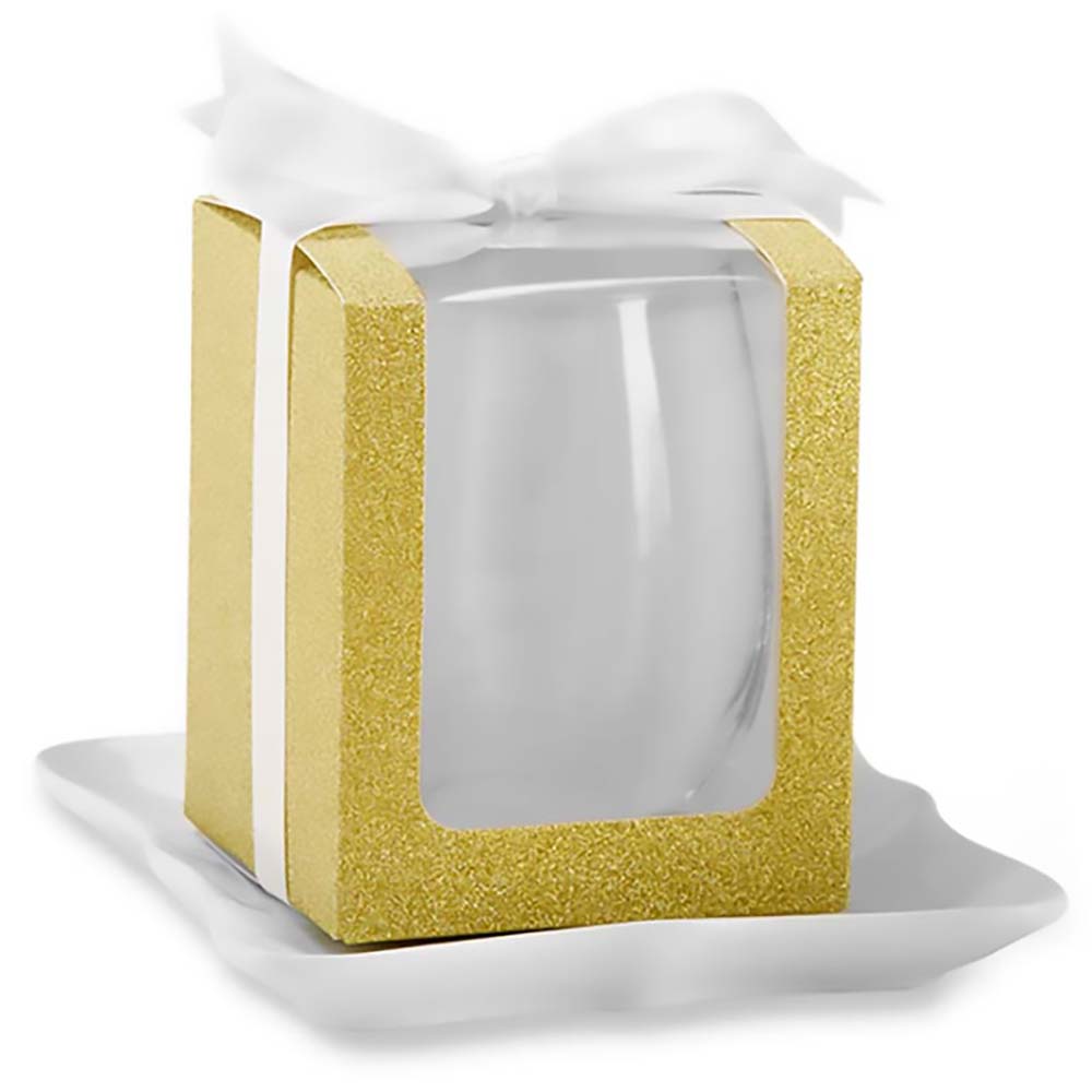 Gold 15 oz. Glassware Gift Box with Ribbon (Set of 20)