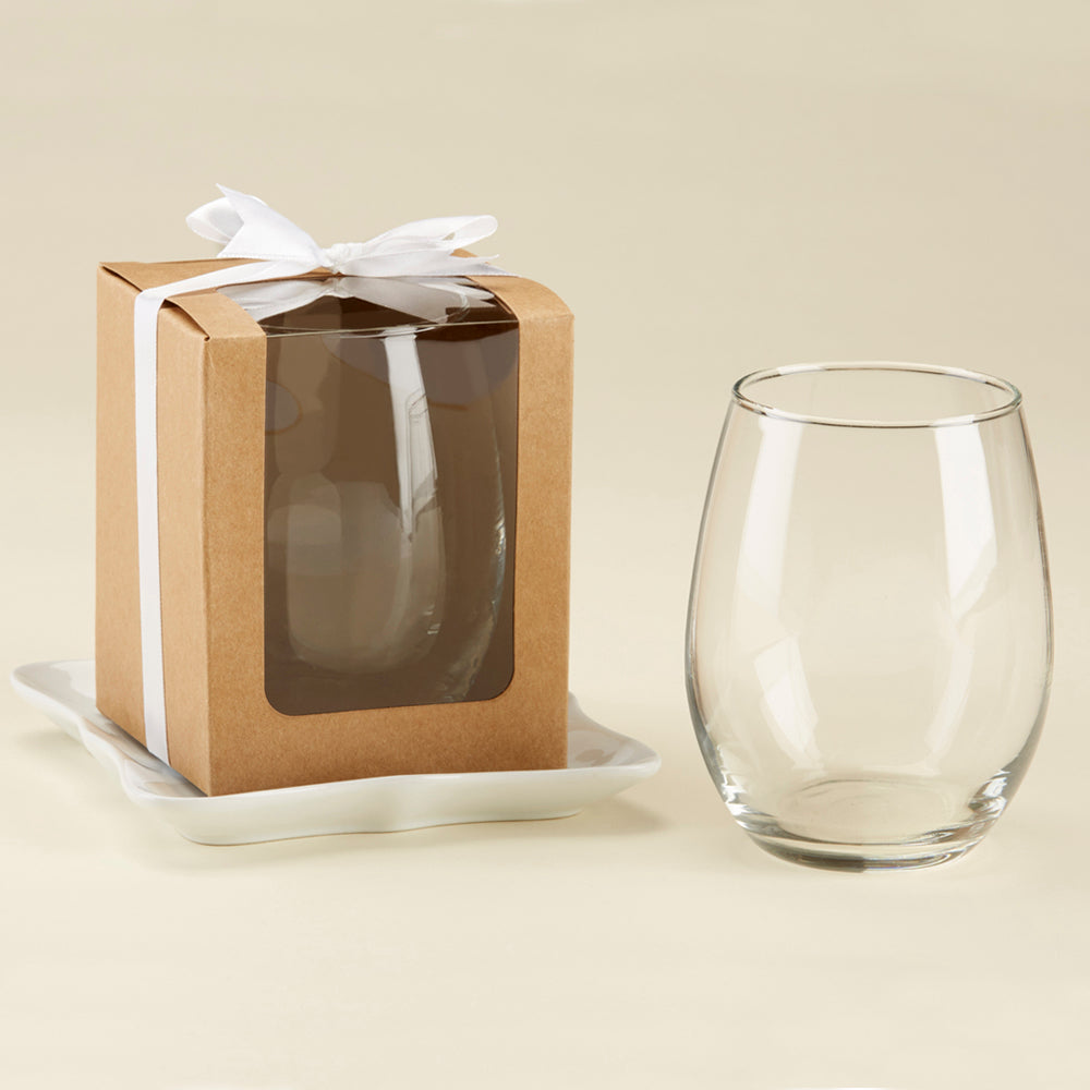 Kraft 15 oz. Glassware Gift Box with Ribbon (Set of 20)