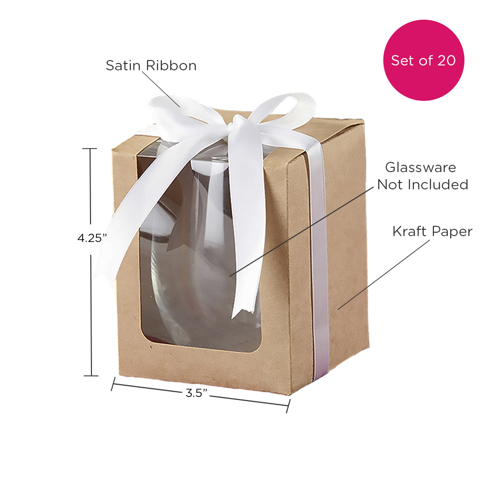 Kraft 15 oz. Glassware Gift Box with Ribbon (Set of 20)