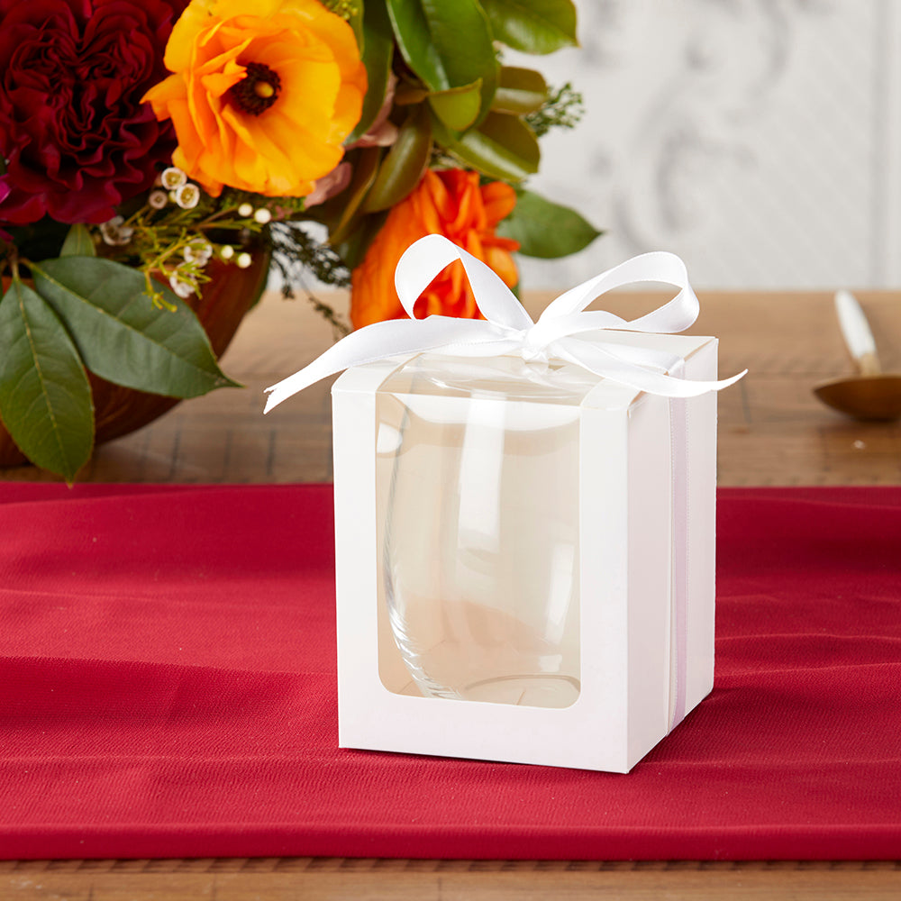 White 9 oz. Glassware Gift Box with Ribbon (Set of 20)
