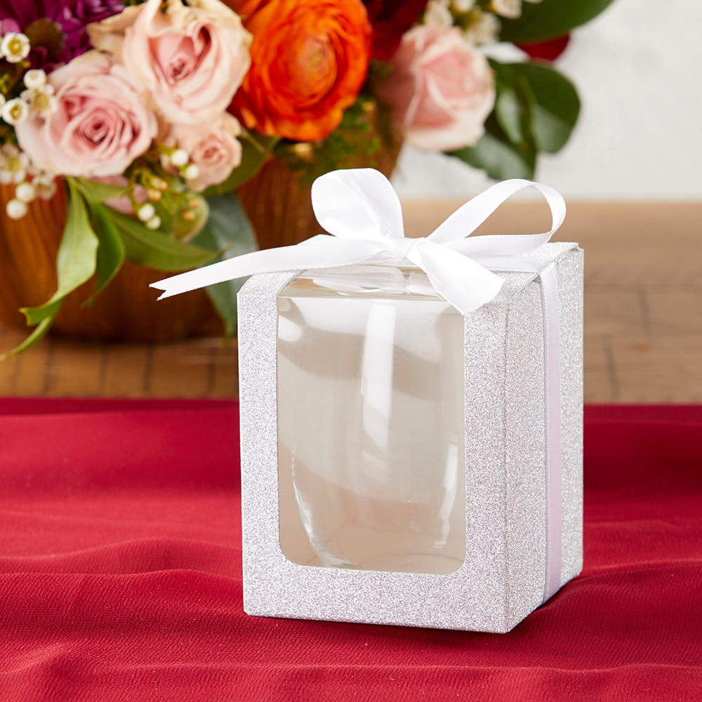 Silver 9 oz. Glassware Gift Box with Ribbon (Set of 20)