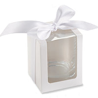 Thumbnail for White 2 oz. Shot Glass/Votive Holder Gift Box with Ribbon (Set of 20)