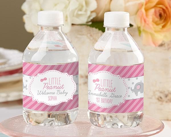 Personalized Little Peanut Elephant Water Bottle Labels