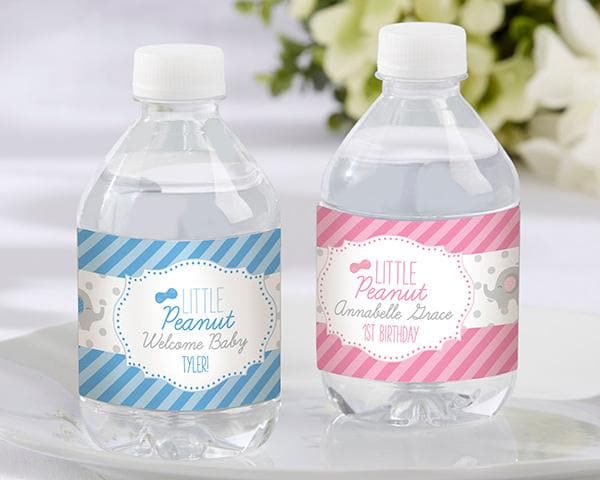 Personalized Little Peanut Elephant Water Bottle Labels