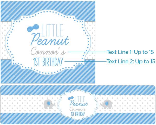 Personalized Little Peanut Elephant Water Bottle Labels