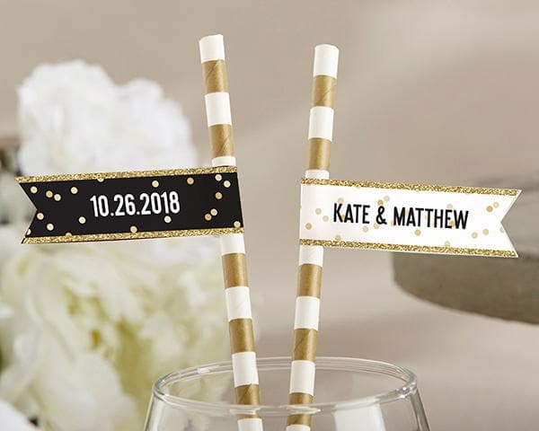 Personalized Party Time Party Straw Flags