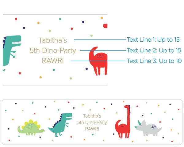 Personalized Dino Party Water Bottle Labels