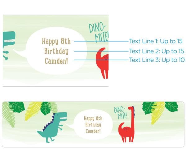 Personalized Dino Party Water Bottle Labels