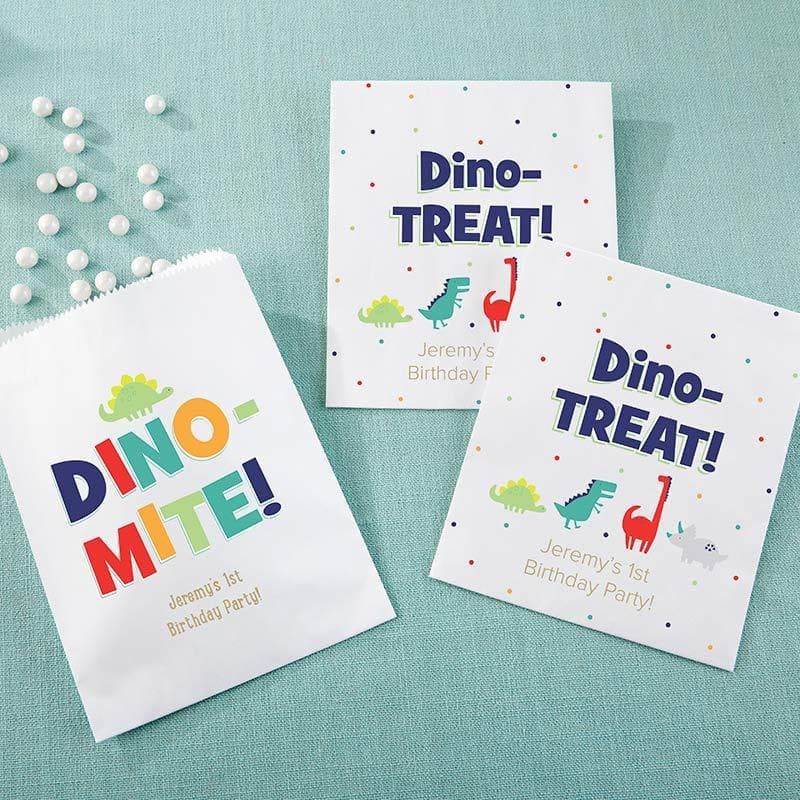 Personalized Dino Party White Goodie Bag (Set of 12)