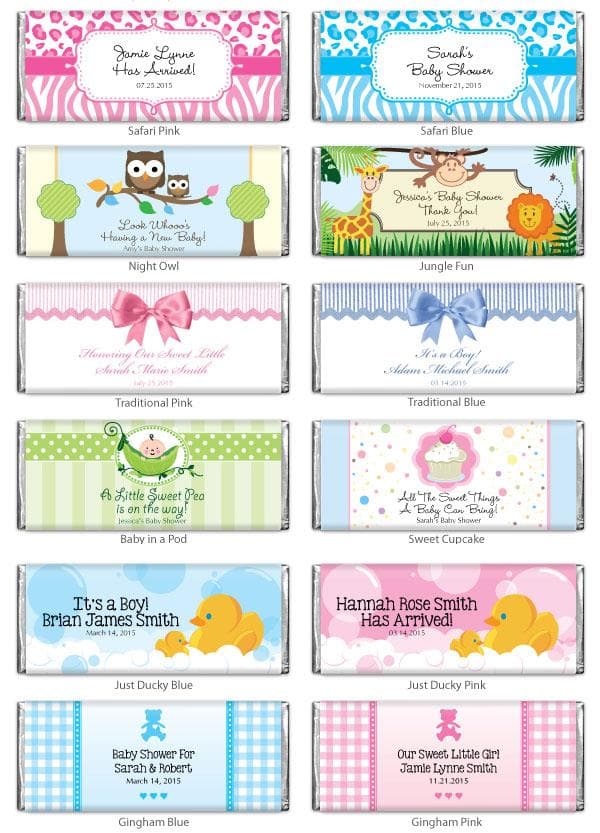 Personalized Baby Hershey's Chocolate 1.55 oz. Bars (Many Designs Available)