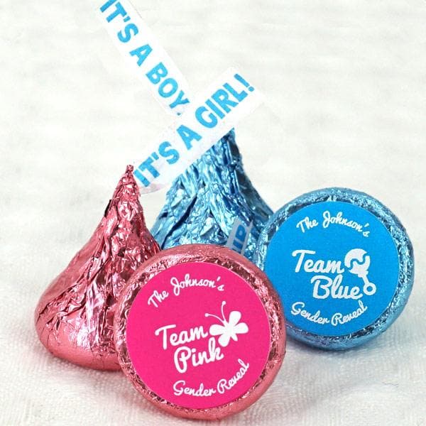 Personalized Team Pink or Blue "It's A Girl/Boy" Plume Hershey's Kisses (Set of 200)